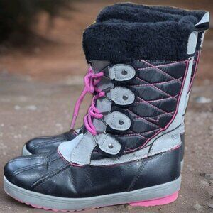 Totes Shelby Winter Snow Boots Pink Black Girls Size 5M